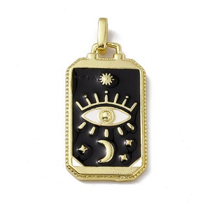 Pendentif médaille tarot 26 mm en métal doré émaillée pendentif diagramme de l'œil