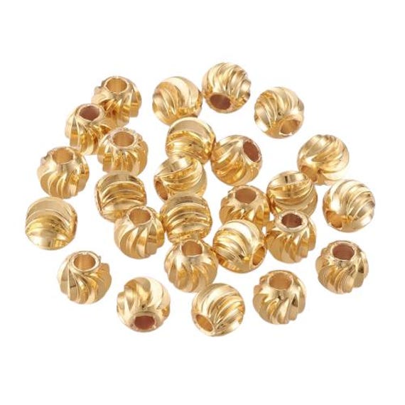 10 Perles séparateur laiton doré 6 mm plaqué 18k perle texturée perle intercalaire