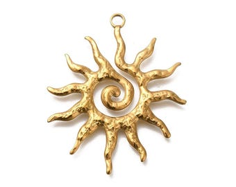Pendentif soleil en acier inoxydable doré 40 mm