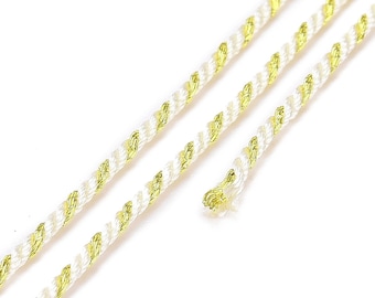 Cordon tressé filigrane poly coton fil doré 1.2 mm cordon multicolore cordon pour bijoux en coton cordon blanc longueur 1 mètre
