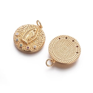 1 Pendentif médaille Vierge Guadalupe 22 mm Pendentif Vierge pendentif religieux médaille vierge doré