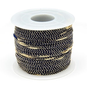 Cordon noir et doré 1,5 mm cordon pour bijoux cordon scrapbooking longueur 1 mètre image 1