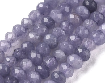 100 Perles rondelle jade de Malaisie bleu ardoise naturel teint perle jade 4 mm perles facette jade