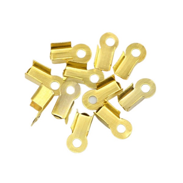 10 Embouts sertissage cordon pour collier pulsera en métal doré 11 mm x 5 mm pince lacet pour cordons de 4 mm