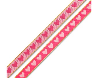 1 métré ruban cœur tissé ruban pour bracelet 10 mm largeur ruban rose
