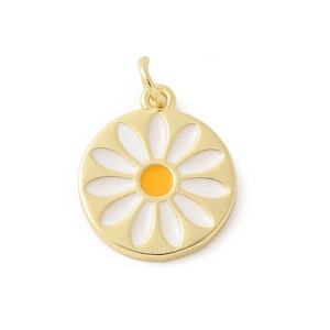 Pendentif Émaillé Fleur Breloque fleur marguerite