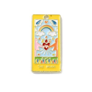 Pendentif médaille tarot 30 mm en metal doré émaillée pendentif porte bonheur carte tarot kochankowie