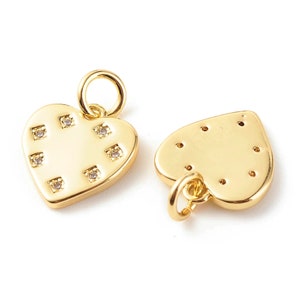 Pendentif cœur doré 15 mm cœur plaqué or 18k