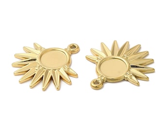 Pendentif support cabochon acier inoxydable doré 23 x 22 mm support plateau cabochon 8 mm