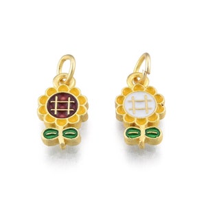 Breloque Fleur Tournesol multicolore email 13.5 mm
