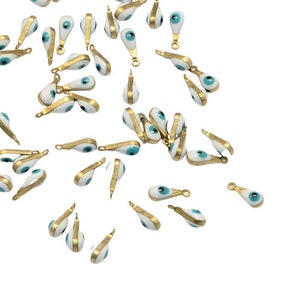 10 Pendentifs doré goutte émail breloque mauvais œil en laiton doré pendentif porte bonheur 11 mm