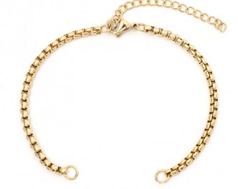 Bracelet chaîne maille Vénitienne avec anneaux d'attaches et fermoir acier inoxydable 304 Chaine pour bracelet 17 cm chaine dorée