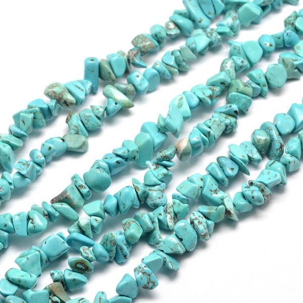 50 Perles chips turquoise synthétique perles turquoise  E2-2
