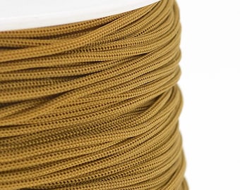 Cordon polyester tressé ocre doré 0,8 mm pour bijoux, lots de 5 ou 10 mètres