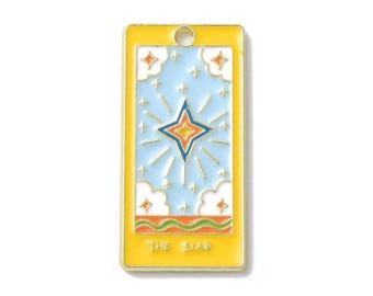 Pendentif médaille tarot 30 mm en métal doré émaillée pendentif porte bonheur étoile