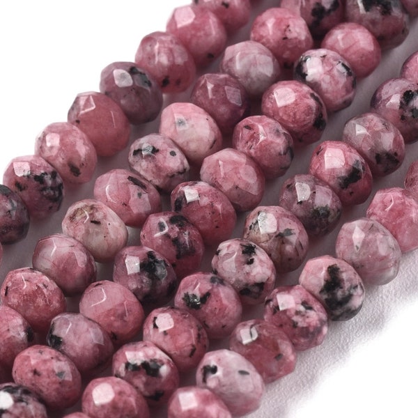 100 Perles rondelle jade de Malaisie violet naturel teint perle jade 4 mm perles facette jade