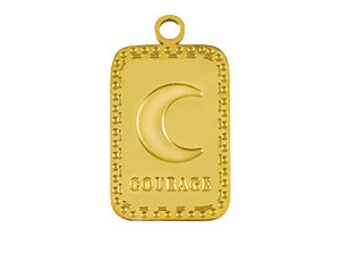 Pendentif médaille lune courage 20 mm en acier inoxydable  pendentif à message