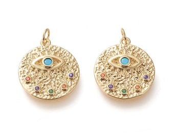 Pendentif œil protecteur 17 mm plaqué or 20k