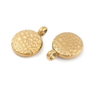 2 Mini breloques rond 10.5 mm breloque rond en acier inoxydable