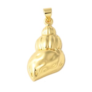 Pendentif coquillage doré 28 mm breloque coquille plaqué or 18k - Unité