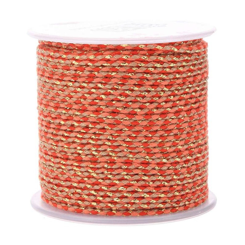 Cordon en coton tressé rouge corail fil doré 1,5 mm-2 mm cordon multicolore pour cordon bijoux en coton pour scrapbooking longueur 1 mètre image 3