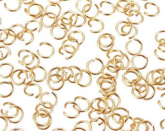 200 anillos de unión abiertos en acero inoxidable 304 doré anillos dorados 5 mm - AV124