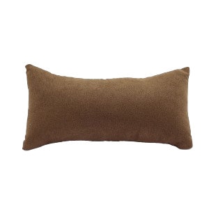 May include: A brown rectangular pillow with a soft, plush texture.