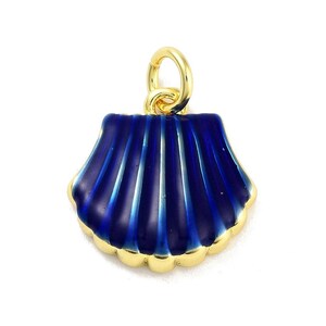 Pendentif coquillage émaillé coquillage doré 14mm - Unité