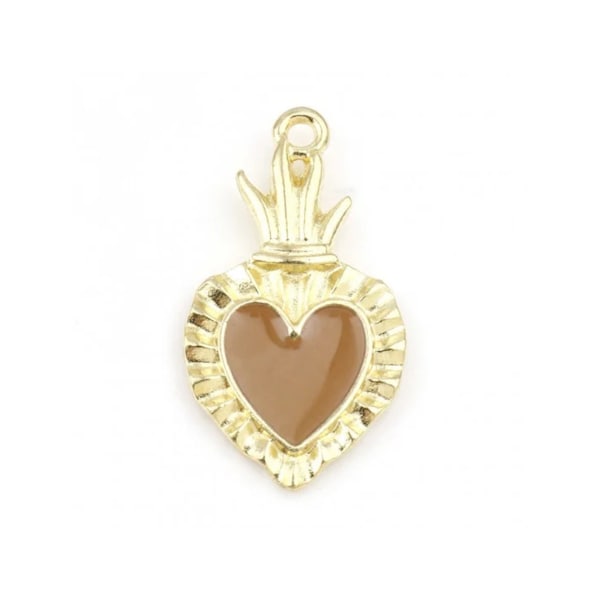 Pendentif cœur ex voto en métal doré cœur émaillé fabrication de bijoux