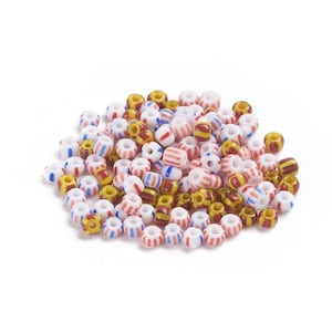 10 grammes Petite perle de porcelaine rayée multicolore 4x2.5~3mm perle en porcelaine perle rocaille