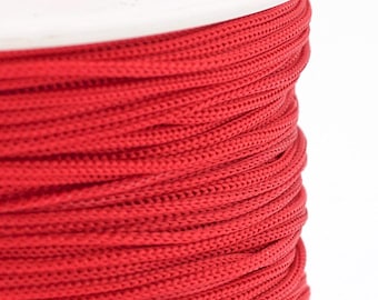 Cordon polyester tressé rouge 0,8 mm pour bijoux, lots de 5 ou 10 mètres