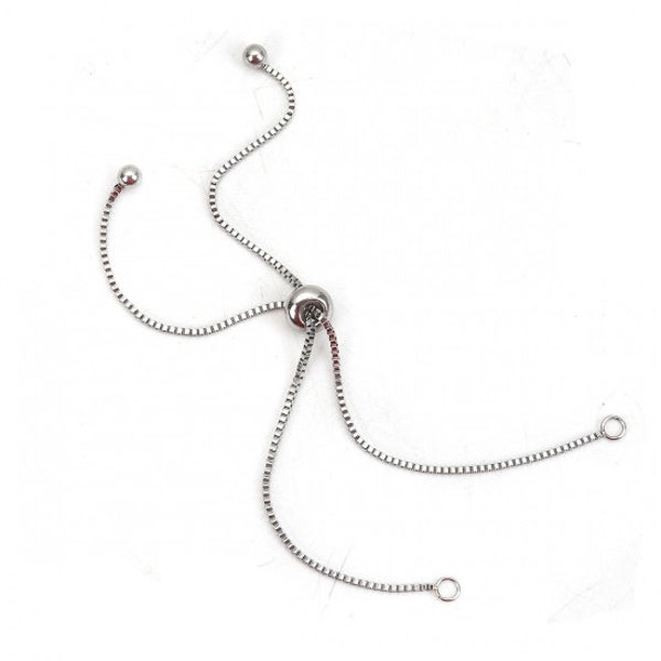 Bracelet bolo chaîne vénitienne réglable avec anneaux d'attaches perles stopper en acier inoxydable 12,6 mm bracelet Argent Mat