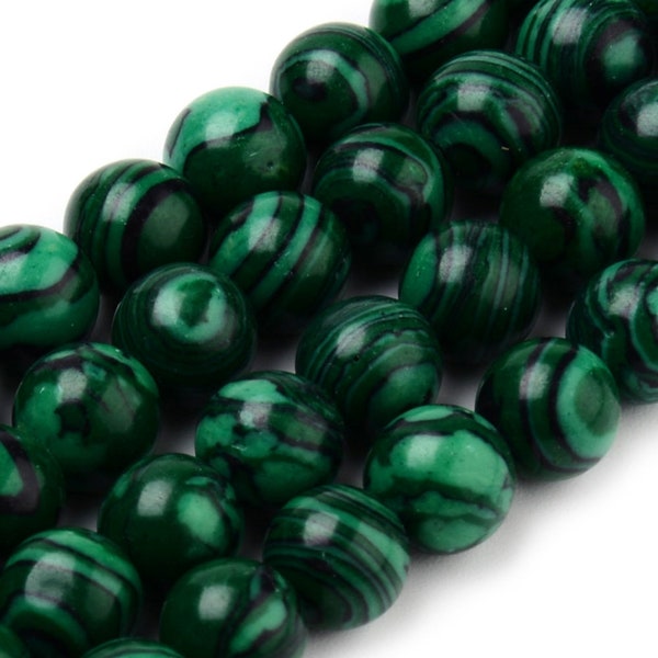 10 Perles malachite 8 mm perle pierre malachite ronde