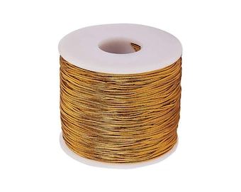 Cordón elástico dorado 1 mm / 2 mm cordón elástico de poliéster para creación de bisutería - 1 mètre