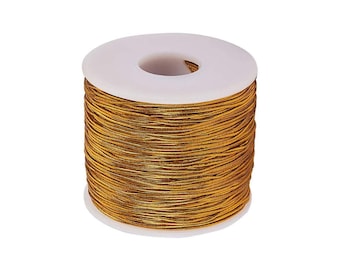 Cordon élastique doré 1mm / 2 mm cordon élastique polyester pour création bijoux - 1 mètre