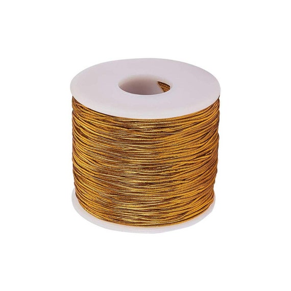 Cordon élastique doré 1mm / 2 mm cordon élastique polyester pour création  bijoux - 1 mètre