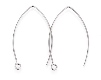 10 boucles d'oreilles en acier inoxydable 29 mm crochets dormeuses argenté