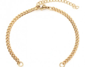 Bracelet chaîne maille cheval avec anneaux d'attaches et fermoir acier inoxydable 304 Chaine pour bracelet 17 cm chaine doré