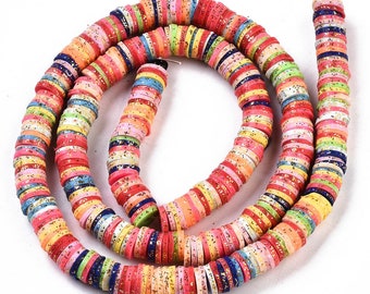 Perles Heishi à paillettes 300 perles rondelles en pâte polymère 6 mm multicolore perles pour la Fabrication de Bijoux