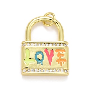 Pendentif cadenas Love Plaqué oder 20 mm Breloque Cadenas