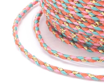 Cordon en coton tressé fil doré 1,5 mm-2 mm cordon multicolore pour cordon bijoux en coton pour scrapbooking longueur 1 mètre