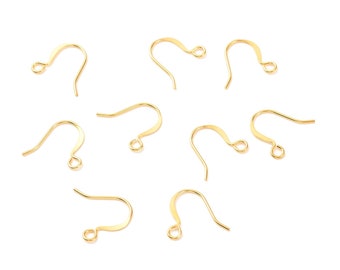 10 boucles d'oreilles au crochet 14 mm Plaqué ou crochet doré 18 carats crochet d'oreille doré