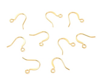 10 Crochets boucles d'oreilles 14mm Plaqué or 18k crochet doré crochet d'oreille doré