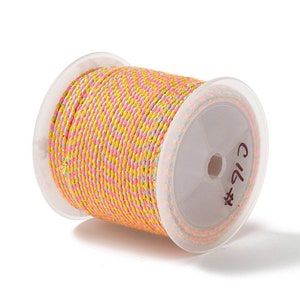 Cordon en coton tressé rose orange fil doré 1,5mm-2mm cordon multicolore cordon pour bijoux en coton cordon scrapbooking longueur 1 mètre image 2