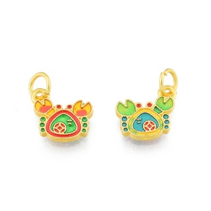 Breloque crabe multicolore email 10.5 mm