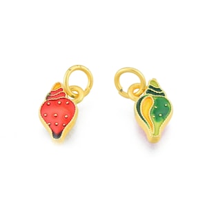 Breloque coquillage multicolore email 11 mm