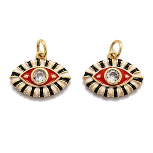 Pendentif œil porte bonheur 15x12 mm plaqué or 18k