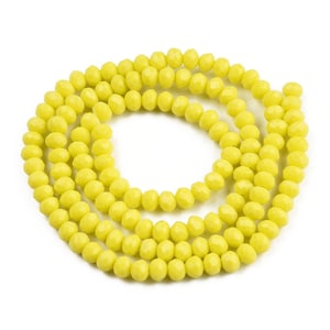 120 Perles rondelles facettées perles rondes aplaties 4x3mm perle rondelle opaque perle en verre perle jaune