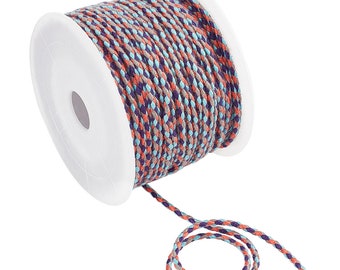 Cordon en coton tressé multicolore 2 mm pour cordon bijoux en coton pour scrapbooking longueur 1 mètre