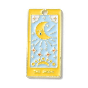 Pendentif médaille tarot 30 mm en métal doré émaillée pendentif porte bonheur lune